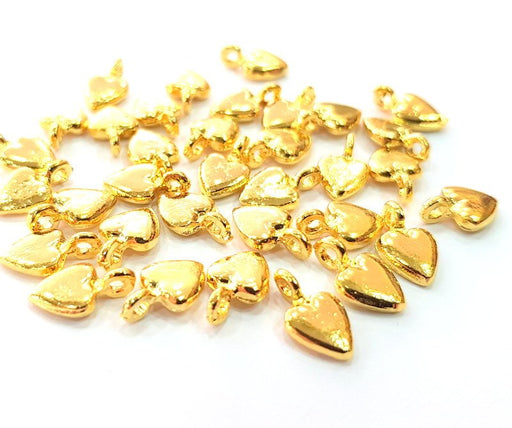 20 Heart Charm Gold Plated Charm Gold Plated Metal (12x7mm)  G12464