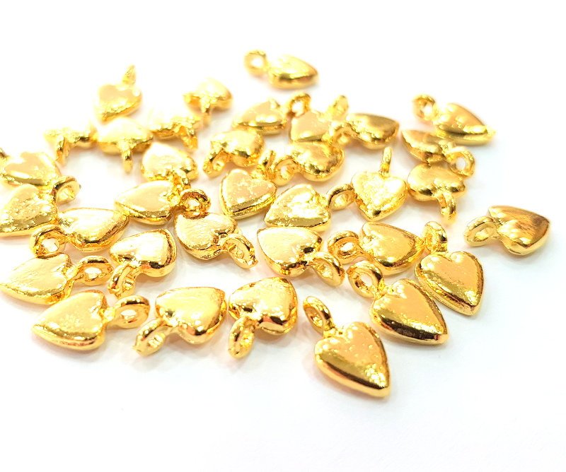 20 Heart Charm Gold Plated Charm Gold Plated Metal (12x7mm)  G12464