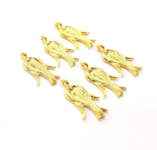 6 Flower Tulip Charm Gold Plated Charm Gold Plated Metal (23x12mm)  G12469