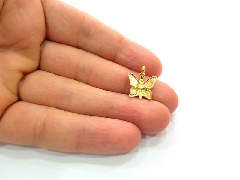 6 Butterfly Charm Gold Plated Charm Gold Plated Metal (18x17mm)  G12470