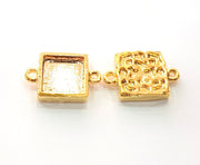 2 Gold Pendant Blank Base Setting Necklace Blank Resin Blank Mountings inlay Blank Shiny Gold Plated Blank ( 12x12 mm blank ) G12475