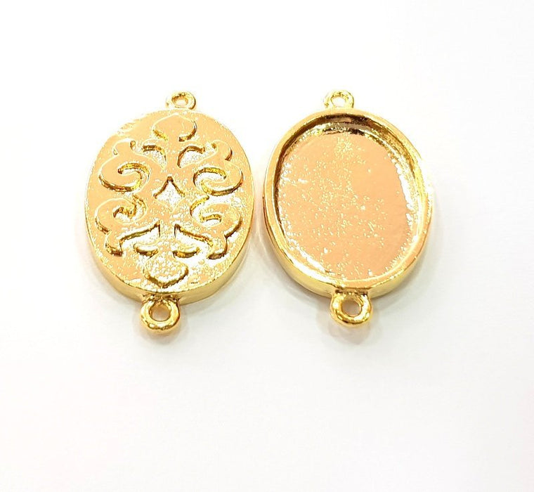 2 Gold Pendant Blank Base Setting Necklace Blank Resin Blank Mountings inlay Blank Shiny Gold Plated Blank ( 25x18 mm blank ) G12480