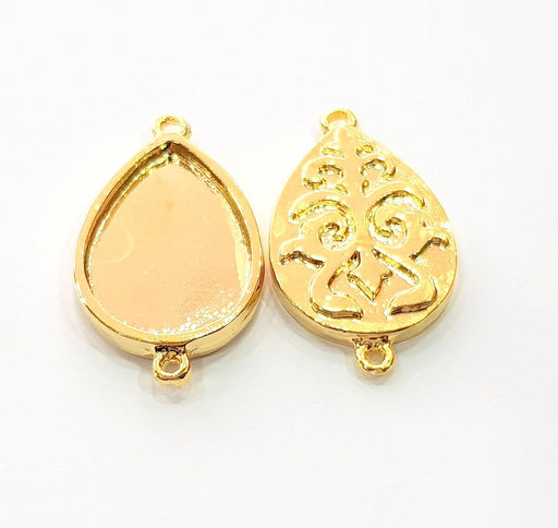 2 Gold Pendant Blank Base Setting Necklace Blank Resin Blank Mountings inlay Blank Shiny Gold Plated Blank ( 25x18 mm blank ) G12481