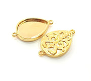 2 Gold Pendant Blank Base Setting Necklace Blank Resin Blank Mountings inlay Blank Shiny Gold Plated Blank ( 25x18 mm blank ) G12481