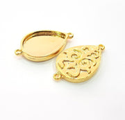 2 Gold Pendant Blank Base Setting Necklace Blank Resin Blank Mountings inlay Blank Shiny Gold Plated Blank ( 25x18 mm blank ) G12481