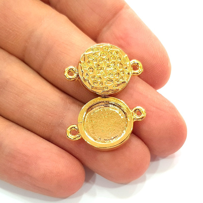 2 Gold Pendant Blank Base Setting Necklace Blank Resin Blank Mountings inlay Blank Shiny Gold Plated Blank ( 12 mm blank ) G12482