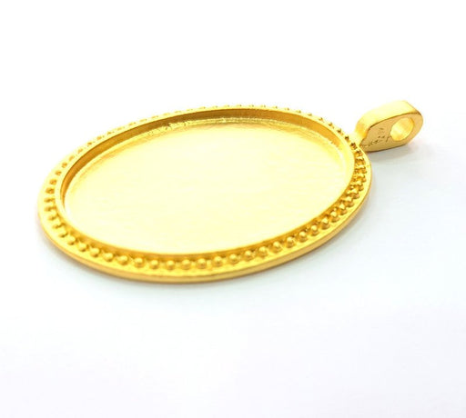Gold Pendant Blank Connector Gold Plated Metal Pendant (38x28mm blank)  G12484