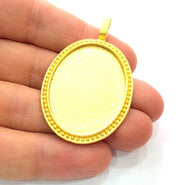 Gold Pendant Blank Connector Gold Plated Metal Pendant (38x28mm blank)  G12484