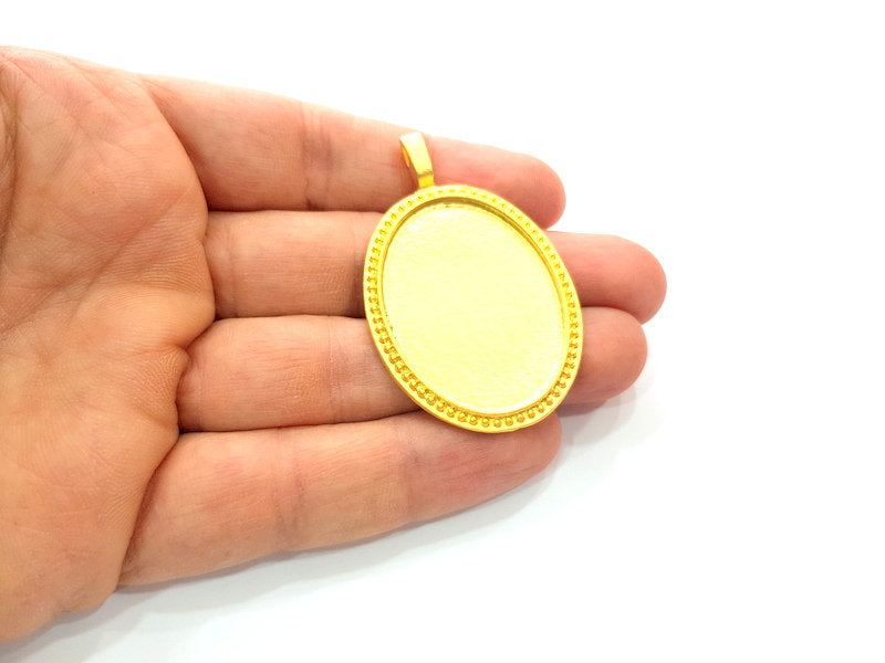 Gold Pendant Blank Connector Gold Plated Metal Pendant (38x28mm blank)  G12484