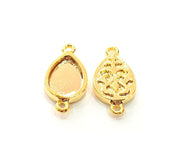 2 Gold Pendant Blank Base Setting Necklace Blank Resin Blank Mountings inlay Blank Shiny Gold Plated Blank ( 14x10 mm blank ) G12488