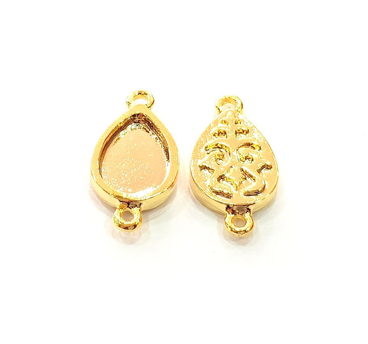 2 Gold Pendant Blank Base Setting Necklace Blank Resin Blank Mountings inlay Blank Shiny Gold Plated Blank ( 14x10 mm blank ) G12488