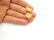 2 Gold Pendant Blank Base Setting Necklace Blank Resin Blank Mountings inlay Blank Shiny Gold Plated Blank ( 10x10 mm blank ) G12489