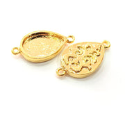 2 Gold Pendant Blank Base Setting Necklace Blank Resin Blank Mountings inlay Blank Shiny Gold Plated Blank ( 18x13 mm blank ) G12500