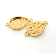 2 Gold Pendant Blank Base Setting Necklace Blank Resin Blank Mountings inlay Blank Shiny Gold Plated Blank ( 18x13 mm blank ) G12494
