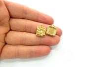 2 Gold Pendant Blank Base Setting Necklace Blank Resin Blank Mountings inlay Blank Shiny Gold Plated Blank ( 10x10 mm blank ) G12499