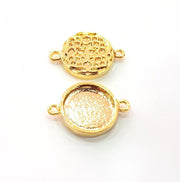 2 Gold Pendant Blank Base Setting Necklace Blank Resin Blank Mountings inlay Blank Shiny Gold Plated Blank ( 16 mm blank ) G12502