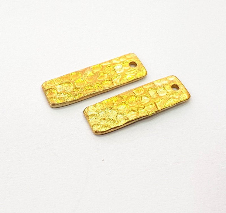 4 Raw Brass Hammered Charms 20x6mm  G12506