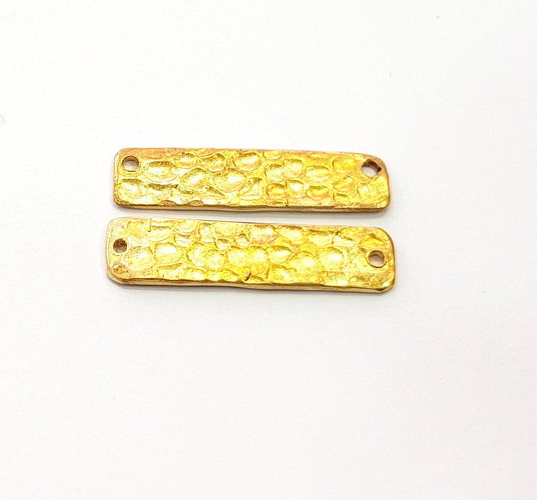 4 Raw Brass Hammered Connector 25x6mm  G12534