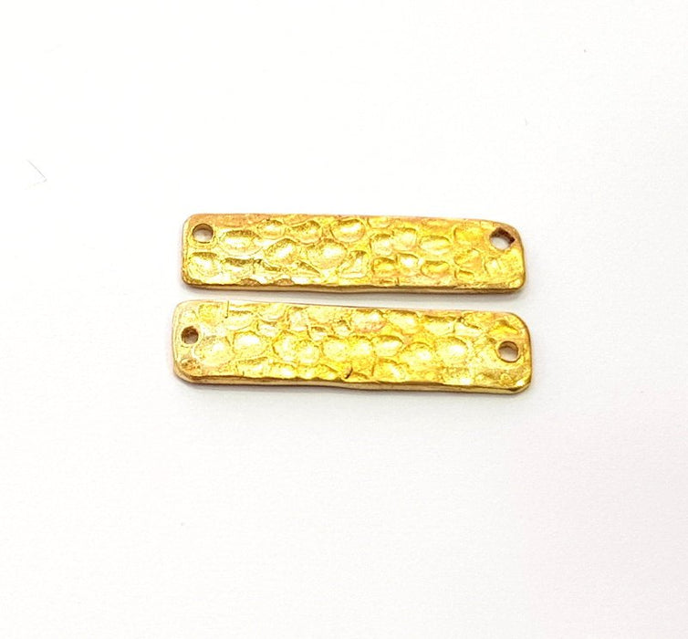 4 Raw Brass Hammered Connector 25x6mm  G12534