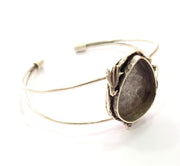 Silver Bracelet Blanks Bangle Blanks Cuff Blanks Adjustable Bracelet Blank Antique Silver Plated Brass ( 25x18mm Blanks ) G12539