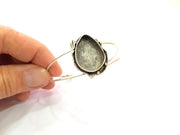 Silver Bracelet Blanks Bangle Blanks Cuff Blanks Adjustable Bracelet Blank Antique Silver Plated Brass ( 25x18mm Blanks ) G12539