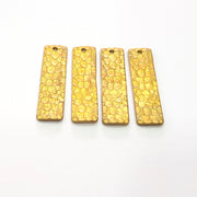 4 Raw Brass Hammered Charms 30x7mm  G12553