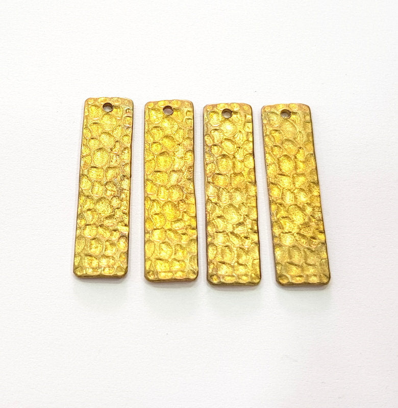 4 Raw Brass Hammered Charms 30x7mm  G12553