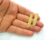 2 Gold Hammered Charms Stamp Charms Tag Charms Flake Charms Gold Plated Brass (40x8mm)   G12570