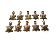 10 Turtle Charm Antique Bronze Charm Antique Bronze Plated Metal  (16x9mm) G12574