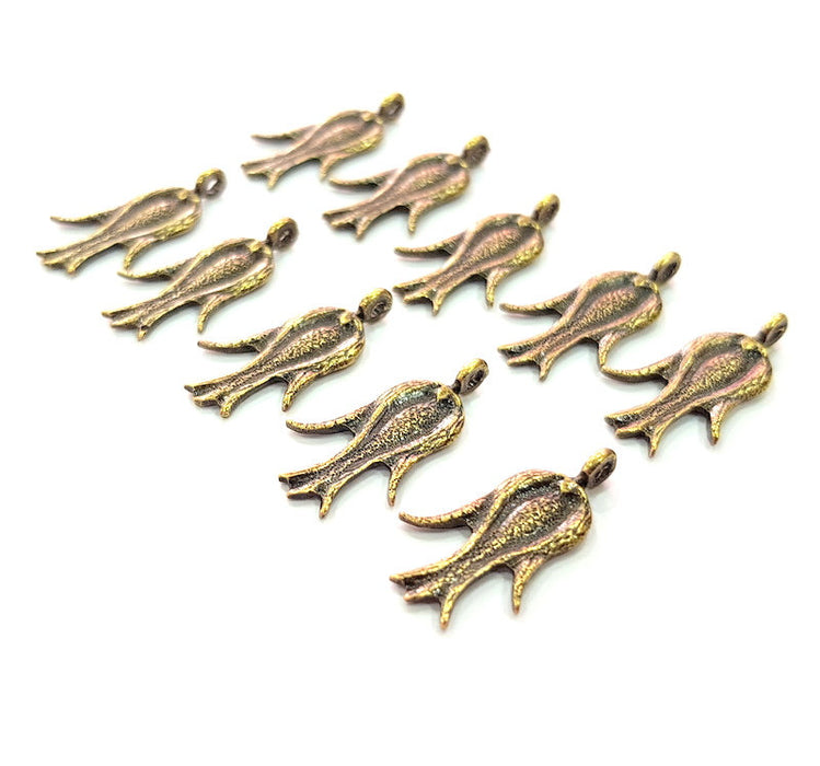 10 Tulip Charms Flower Charm Antique Bronze Plated Metal  (23x12mm) G12578