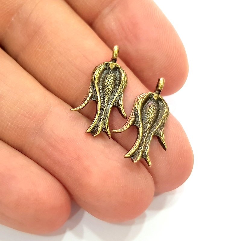 10 Tulip Charms Flower Charm Antique Bronze Plated Metal  (23x12mm) G12578