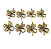 10 Clover Charm Antique Bronze Charm  (23x6mm) G12580