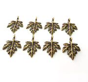 10 Leaf Charm Antique Bronze Charm Antique Bronze Plated Metal  (23x17mm) G12581