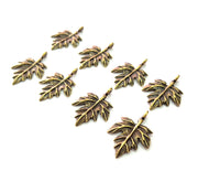 10 Leaf Charm Antique Bronze Charm Antique Bronze Plated Metal  (23x17mm) G12581