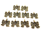 10 Ribbon Charms Antique Bronze Charms (15x15mm) G12582