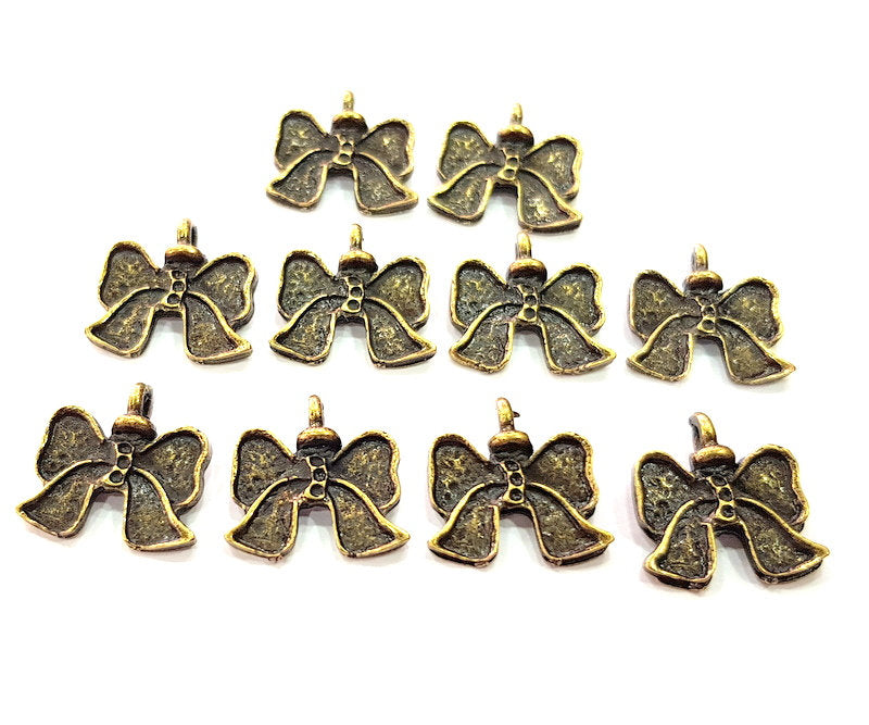 10 Ribbon Charms Antique Bronze Charms (15x15mm) G12582