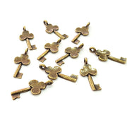 20 Key Charm Antique Bronze Charm  (22x10mm) G12583