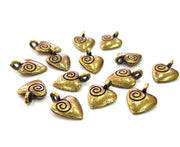 10 Heart Charm Antique Bronze Charm Antique Bronze Plated Metal  (14x10mm) G12584