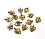 10 Heart Charm Antique Bronze Charm Antique Bronze Plated Metal  (14x10mm) G12584