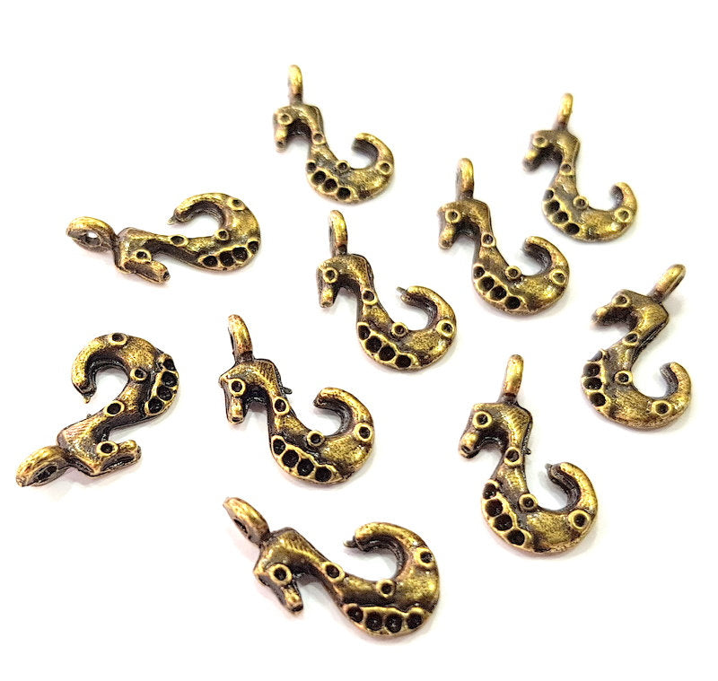 20 Seahorse Charm Antique Bronze Charms  (18x10mm) G12585