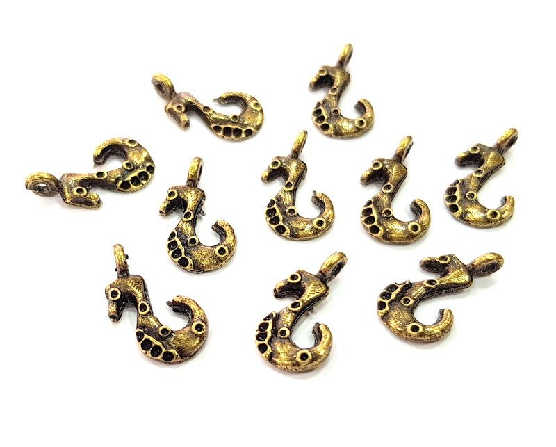 20 Seahorse Charm Antique Bronze Charms  (18x10mm) G12585