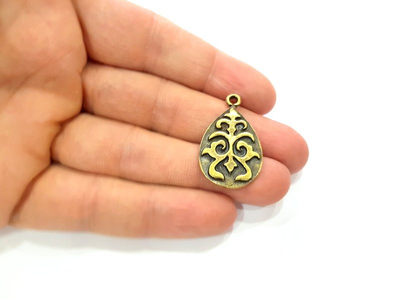 4 Antique Bronze Charm Antique Bronze Plated Metal  (33x20mm) G12586