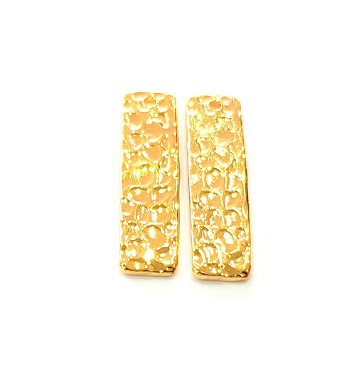 2 Gold Hammered Charms Stamp Charms Tag Charms Flake Charms Gold Plated Brass (20x6mm)   G12587
