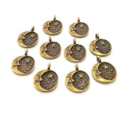 10 Moon Charm Antique Bronze Charm Antique Bronze Plated Metal  (13mm) G12588
