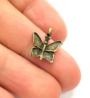 10 Butterfly Charm Antique Bronze Charm Antique Bronze Plated Metal  (18x14mm) G12589