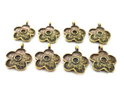 20 Flower Charm Antique Bronze Charm Antique Bronze Plated Metal  (17x13mm) G12590