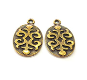 4 Antique Bronze Charm Antique Bronze Plated Metal  (27x17mm) G12594