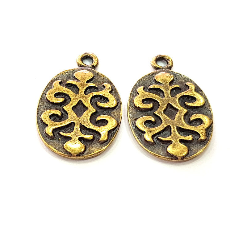 4 Antique Bronze Charm Antique Bronze Plated Metal  (27x17mm) G12594