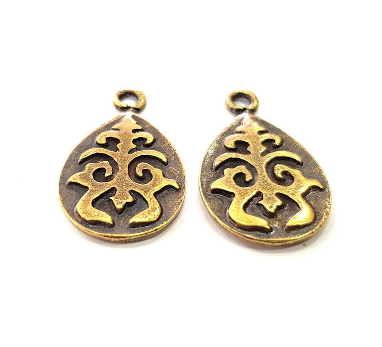 4 Antique Bronze Charm Antique Bronze Plated Metal  (26x15mm) G12595