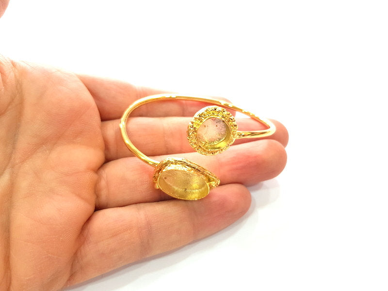 Gold Bangle Blanks Bracelet Blanks Cuff Blanks Adjustable Bracelet Blank Gold Plated Brass (18x13mm and 10mm Blanks ) G12604